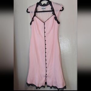 Vantage 90s Y2K Silk Lace Mesh Pink and Black Feminine Dress SZ 6